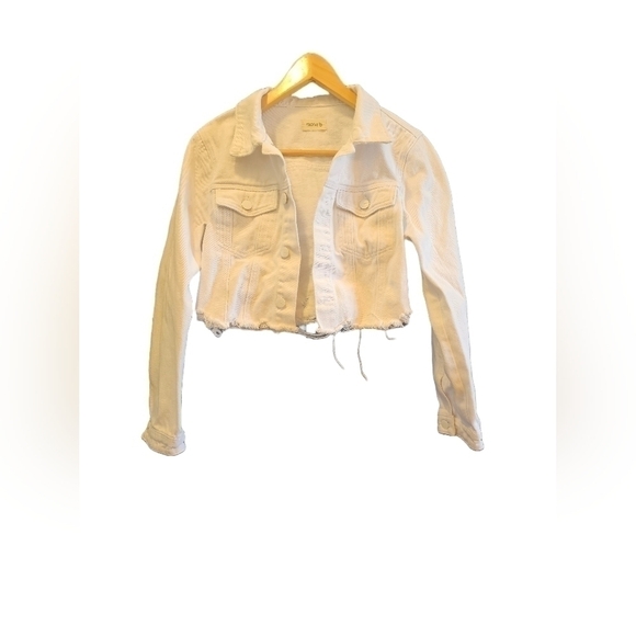 Mono B white distressed cropped jean jacket small - Picture 2 of 5